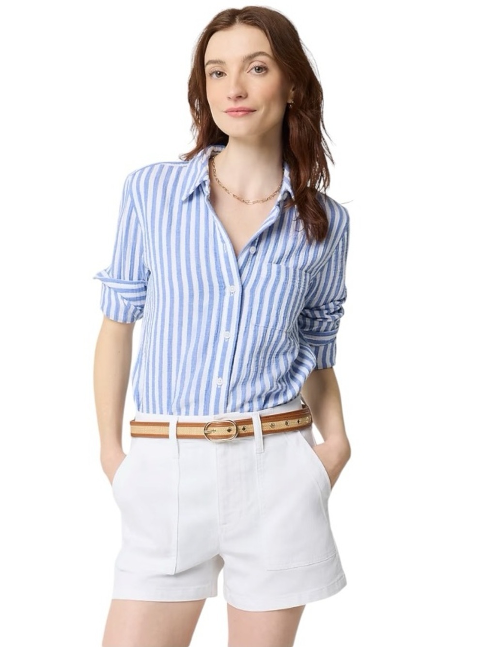 J. CREW Utility White Denim Shorts Size 33 NEW